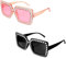 Piriuuo 2 Stück übergroße Strass-Sonnenbrillen, übergroße Brillen Quadratische Gläser Funkelnde Sonnenbrillen Dicker Rahmen Bling-Kristall-Sonnenbrillen Retro Sonnenbrillen Outdoor Brille Unisex