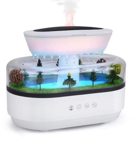 Aroma Diffuser,250 ML Diffuser Für Ätherische Öle,7 Farben LED Regentropfen Aromatherapie Maschine Luftbefeuchter,Weißes Rauschen Regen-Luftbefeuchter-Diffusor für Schlafzimmern Kinderzimmern Büros