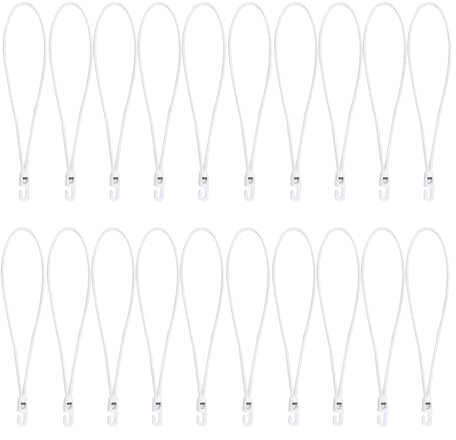Sharplace 20Pcs Hook Bungee Cords Tarp Tie Practical Indoor Outdoor 25cm Length Bungee Strap for Bike Awing Luggage Roof Luggage Gazebo, White