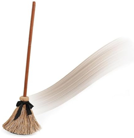 Floating Broom Halloween Decor Animated Witch Broomstick with Motion Sensor Spooky Sounds Dancing Moving Halloween Magic Broom for House Party Decorations Indoor Outdoor (A)