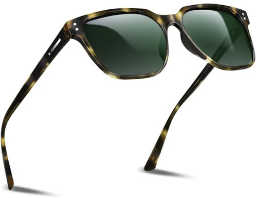 DADA-PRO Sonnenbrille Damen Herren Polarisiert Retro Klassische Rechteckig Brille UV400 Schutz für Angeln Fahren Sunglasses Men Women (Tortoise Grün)