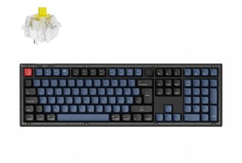 Keychron V6 Kabelgebundene Custom Mechanical Keyboard (Knopf-Version), 100% DE-ISO-Layout, QMK/VIA, Hot-Swap, mit RGB-durchscheinenden Tastenkappen Super Schaltern