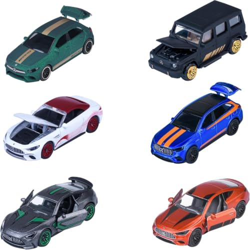 Majorette Mercedes AMG Deluxe Cars, Assorted 6 Models (GT Coupé, EQS, CLA, G63, GLE…), Random Shipping, Metal 1:64 (7.5 cm), Decorated Collector's Box, From 3 Years (8502101000)