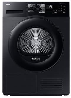 Samsung Secadora Bomba de calor 9Kg Clase C Negra DV90DG52A0ABEC | Ahorra hasta un 20% de energía gracias a la inteligencia artificial, Secado Automático OptimalDry, Puerta Reversible