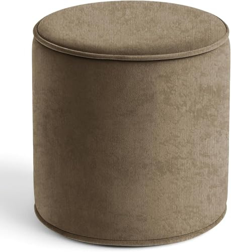 Bean Bag Plush Velvet Round Footstool Ottoman Beanbag Chair Pouffe Seat Round Shape Ottoman Footrest Modern Home Living Room Bedroom Stylish & Durable Ergonomic Design 40cm X 40cm (Mink)