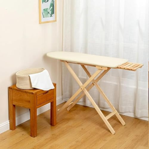 Tabla de planchar de madera maciza, diseño plegable de altura ajustable para uso doméstico y lavandería