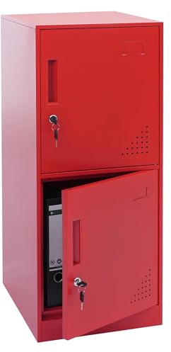 Mendler Spind HWC-P63 90x38x45cm Stahl - rot | Schließfach, Wertfachschrank, Schließfachschrank, 2 Türen