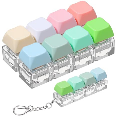 WJIAAA Tastatur Fidget Toys für Erwachsene, 2 Stück 8 Farben Frei Kombinierbar Tastatur Fidget Clicker Schlüsselanhänger Keyboard Keychain zum Stressabbau