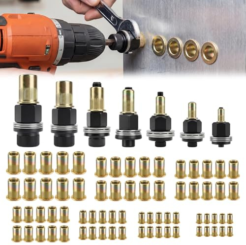 Golgner 77 Stück Nietmutternzange Set, Nietmuttern Nieten Set, Nietenzange Nietmuttern Set, mit 70 Muttern M3 M4 M5 M6 M8 M10 M12, für Nietmutter Werkzeug Manuelle Nietmaschine