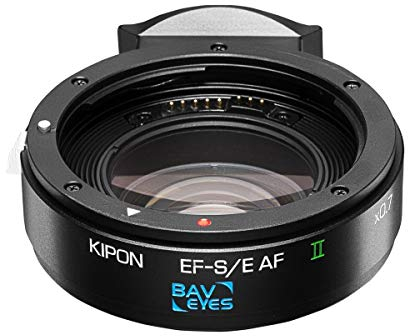 Kipon Baveyes AF Adapter kompatibel mit Canon kompatibel mit EF-Sony E x0,7 mit Support
