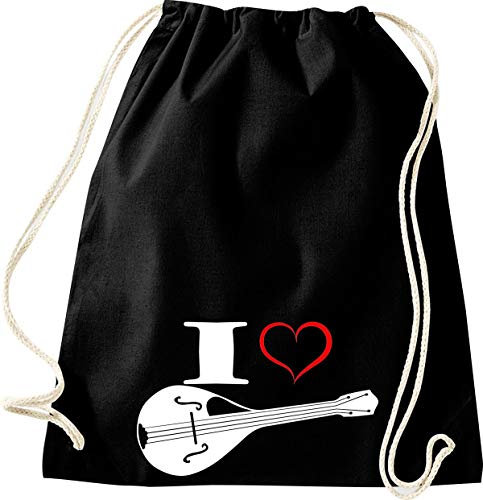 Shirtstown, Sac de gym Musique I Love Mandoline, noir