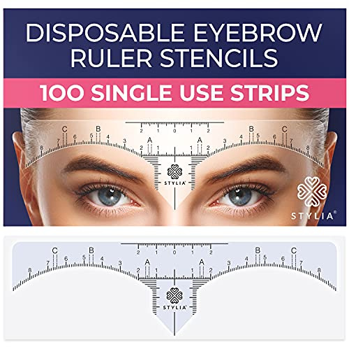 Stylia Eyebrow Stencil Kit for Women – 100 Pack, Precision Brow Mapping Tool for Shaping, Best Eyebrow Stencils for Older Women & Beginners, Strong Adhesive, Universal Fit, Reusable Brow Templates