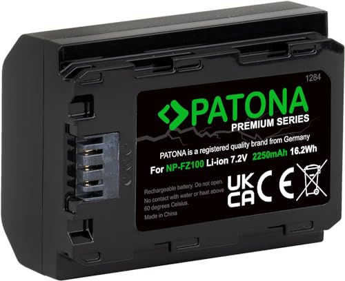 PATONA Batería de repuesto con chip de información para Sony NP DMC-FZ100 - 2040 mAh, Sony α7 III, III y Alpha 9 1 pila
