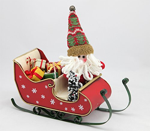 Weihnachtsmann im Schlitten mit Geschenken Figur Nikolaus Weihnachten Deko: Farbe: Rot