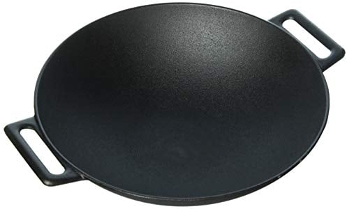 Jim Beam Wok aus Gusseisen, 30,5 cm, vorbehandelt, robust, groß, Schwarz