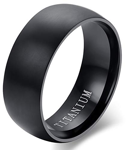 Cupimatch Titan Ring Herren Bandring Finger Ringe Glatt mit Laser Gravur ”I LOVE YOU” Ehering Verlobungsring Freundschaftsring Schwarz, Größe 57
