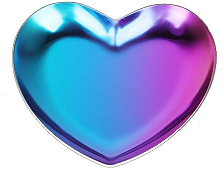 Bandejas Decorativas, Bandeja para Dejar Llaves En Forma de Corazon Acero Inoxidable Bandejas para Joyas Decoracion Hogar para Toalla Joyas de Perfume, 9.1x 8.7cm (Arco Iris)