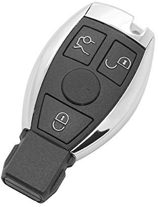 BROVACS Coque de clé de rechange avec clé d’urgence vierge non coupée compatible avec Mercedes Benz NEC Modèle 3 boutons Smart Keyless Entry Clés télécommande PG950
