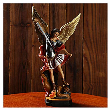 Siunwdiy Erzengel Michael kämpfende böse Figur, heilige Figur Religiöse Dekoration Harz Statue - Geschenk, Angel Ornamente für das Haus,A