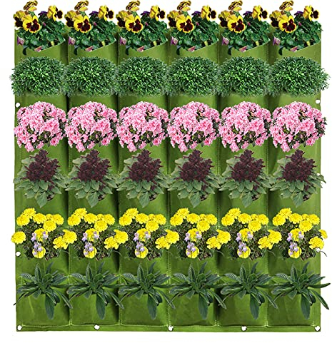 36 Taschen Wand-Pflanzbeutel Vertikale Wand Garten Pflanzer Pflanztaschen Hängend Begrünung Pflanztaschen Beutel Blumen Kräuter Anzucht Container für Garten Hof Heimdekoration