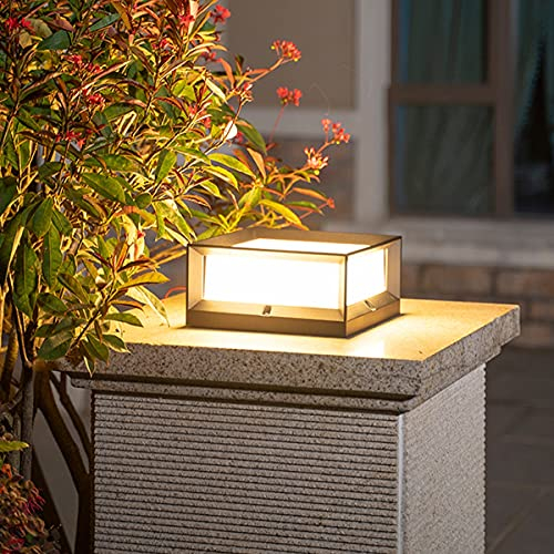 QEGY LED Lámpara de Pilar de Poste Exteriores, Plaza Negro Luces de Camino Aluminio Para Valla Paisaje,Impermeable, Blanco Cálido Lámpara de Columna de Postede Acrílico Para Jardín Patio,L