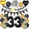 33 Geburtstag Deko Mann Frauen, Luftballon 33. Gold Schwarz Geburtstagsdeko 33 Jahre, Ballon Schwarz Gold Deko 33. Gold Schwarz 33 Jahr Geburtstagdeko