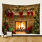 Chedin Weihnachtskamin Wandteppich,Das Feuer im Kamin brennt,Weihnachtsgeschenke,Wandbehang Schleife Weihnachtssocken Wanddekoration,Wandkunst für Zimmer (130 x 150)
