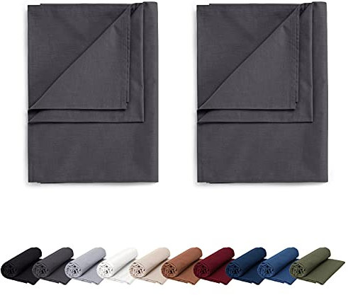 EllaTex Doppelpack Renforce Bettlaken Haustuch aus 100% Baumwolle ohne Gummizug, Farbe: Anthrazit-Grau, Größe: 2er Pack 150 x 250 cm