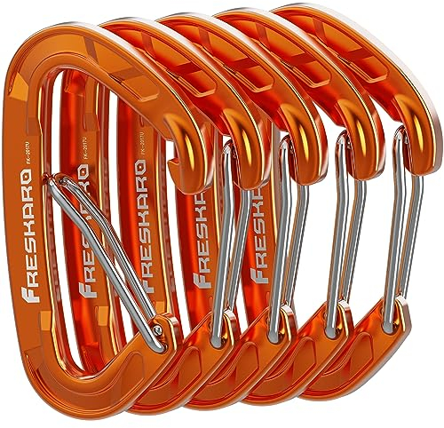 FresKaro Karabiner Haken-Karabinerhaken, 8kN Karabina mit Feder, Orange, 5 Stück