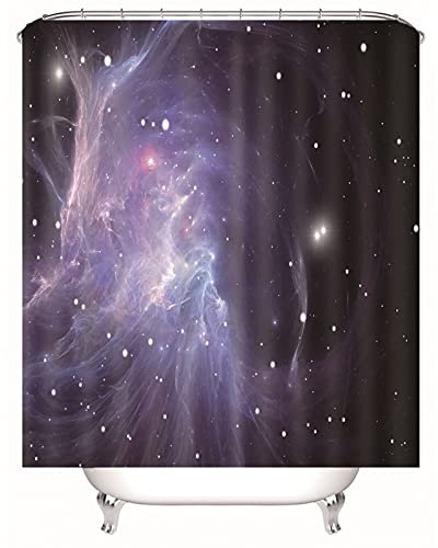 Banemi Rideau Salle de Bain Douche, Rideau Douche Camping Car Violet Foncé Galaxie Polyester Rideau de Bain, Rideau de Douche d'automne 90X180cm avec 12 Anneaux