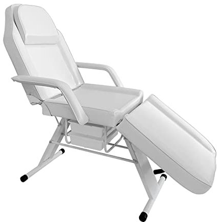 Panana Massage Table SPA Beauty Massage Bed Salon Tattoo Reclining Chair with Plastic Storage Box (White)