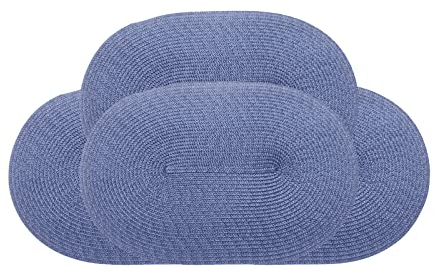 JYCRA Lot de 4 Sets de Table Tissés Ovales Dessous de Table Sous Assiette - 45,7 cm - Lavables - Antidérapants - Résistants à la Chaleur - Durables - Pour la Maison et les Vacances - Bleu