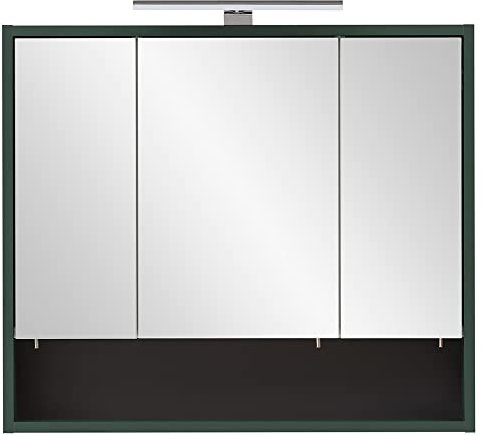 Lomadox Badezimmer Spiegelschrank inkl. Beleuchtung in waldgrün, B/H/T: ca. 70/64,2/16 cm