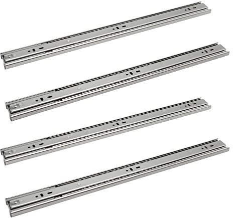 Jopassy Schubladenschienen 30CM, 45 kg Tragkraft Vollauszüge mit Kugelführungen 2 Paar (4 Stück), Schubladenauszug, Starken Verzinkt Stahl schubladenführungen, Ausgezogen Länge 600mm