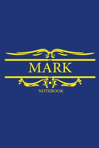 MARK Notebook: Dark Blue Personalized Gold Title journal, MARK Name Diary