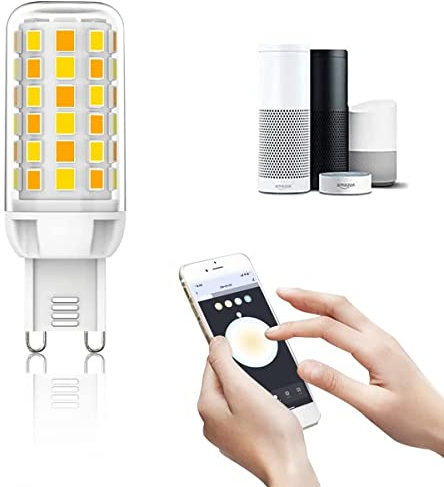 Smarte G9 Glühbirne, Alexa WiFi LED Glühbirne, Dimmbar kein Flimmern, 4W 320lm Intelligent G9 LED Bulb, App Steuern Kompatibel mit Alexa und Google Home, Sprachsteuerung, 1 Pack