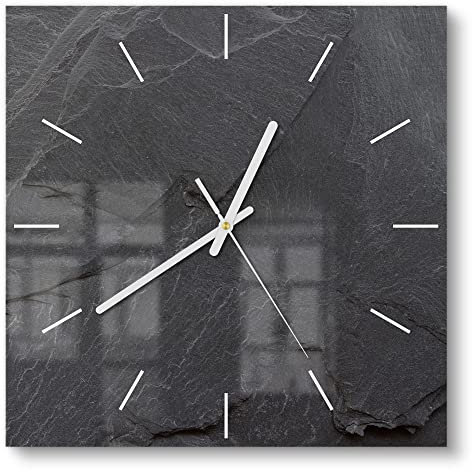 DEQORI Glasuhr | 30x30 cm | Motiv Schiefersteinoptik | ausgefallene leise Design Uhr aus Glas | Wanduhr für Wohnzimmer & Küche | moderne Hingucker Uhr für die Wand