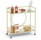 RiteSune Gold Kitchen Trolley, Mirror Rolling Serving Bar Cart on Lockable Wheels, Wine Drink Liquor Cart Stand for Home Kitchen Storage, Living Room, Club Party, Mother Day