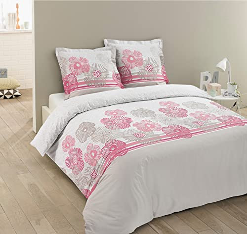 Vision Bettwäsche FLO – Bettbezug 260 x 240 cm mit 2 passenden Kissenbezügen 65 x 65 cm – 100 % Baumwolle