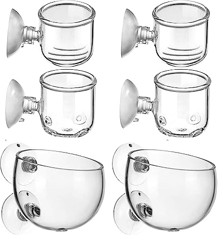 6 PCS Aquatic Plant Pot with Hole Glass Aquarium Plant Cup 3 Styles Aquatic Planter with Suction Cups Plant Holder Aquarium Decoration for Aquarium Shrimp Fish Live Plants