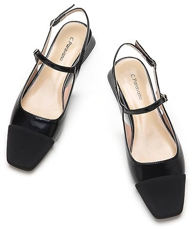 C.Paravano Damen Slingback Schuhe Flache Schuhe für Damen Sandalen Elegant & Komfortabel Ideal für Reisen, Einkaufen und Party(Black,37)