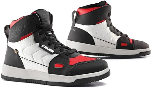 Falco Harlem Motorrad Schuhe, schwarz/weiß/rot, 44