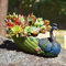Atyhao Succulent Planter Pot, Resin Peacock Decorative Bonsai Flower Pot Container with Drainage Hole for Indoor Plants Cactus Desktop Windowsill Decor 10.5 x 7 x 5.5 Inch