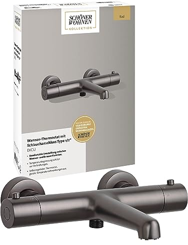 Schöner Wohnen Kollektion Wannen-Thermostatarmatur Dicu, Thermostat-Armatur Wanne, Brauseabgang Typ 1/2 '', Umsteller, Mischbatterie Wanne Thermostat, Industrial