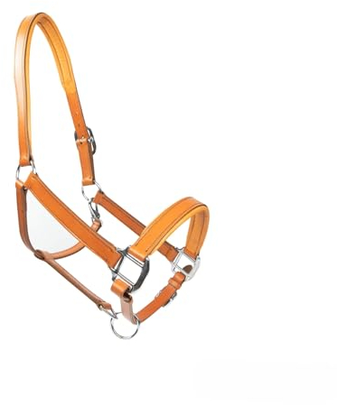 MTB Equestrian Weiches Lederhalfter Für Pferde – Vollständig Gepolstert – Beidseitig Verstellbar – Schwarz, Cognac Oder Dunkelbraun – Pony, Cob & Full (Cognac, Cob)
