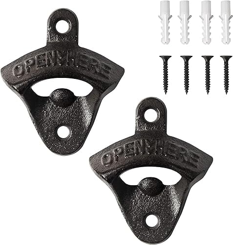 Efforias 2-in-1 Bottle Opener, Metal Wall Mounted, Cast Iron