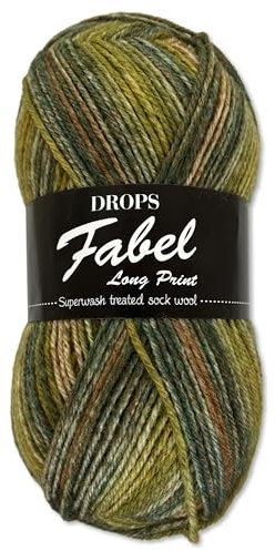 Frida's Wollhaus Drops 50 g Fabel Sockenwolle Schurwolle superwash Garn Stricken Häkeln 45 Farben (650 | Forest)