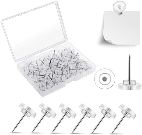 Redamancy 120 Pcs Punaise Transparente,16 mm Punaises Tableau Liège, Punaise Murale, Punaises Plastique Transparent Pointe en Acier, Punaises Décoratives pour Panneau de Liège, Tableau d'Affichage