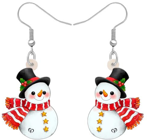 DALANE Acryl Anime Weihnachten Hut Schneemann Ohrringe Baumeln Tropfen Süßigkeiten Schmuck Lustige Geschenke für Frauen Damen Mädchen Kinder (Weiß C)