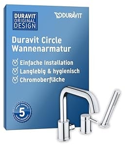 Duravit Circle 3-Loch Wannenarmatur, Einhebel-Wannenmischer mit Keramikmischsystem, Badewannenarmatur, Chrom